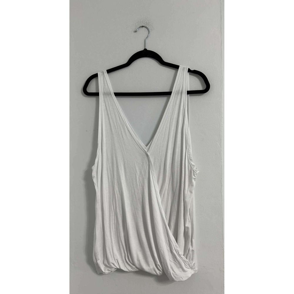 Zyia Active White Surplice Wrap Tank Top XXL Stretch Athleisure Minimal‎
